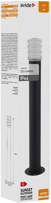 Avide Εξωτερικό Φωτιστικό Κήπου Κολώνα Sunset LED 1.5W NW 500mm IP44 Μαύρο